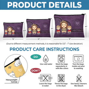 Un jardin d'amour pousse dans le cœur d'une grand-mère - Trousse de maquillage personnalisée pour la famille - Cadeau pour maman et grand-mère