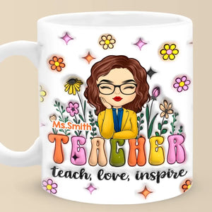 Un enseignant aide les petits esprits à grandir - Mug personnalisé avec effet gonflable 3D - Cadeau pour enseignant