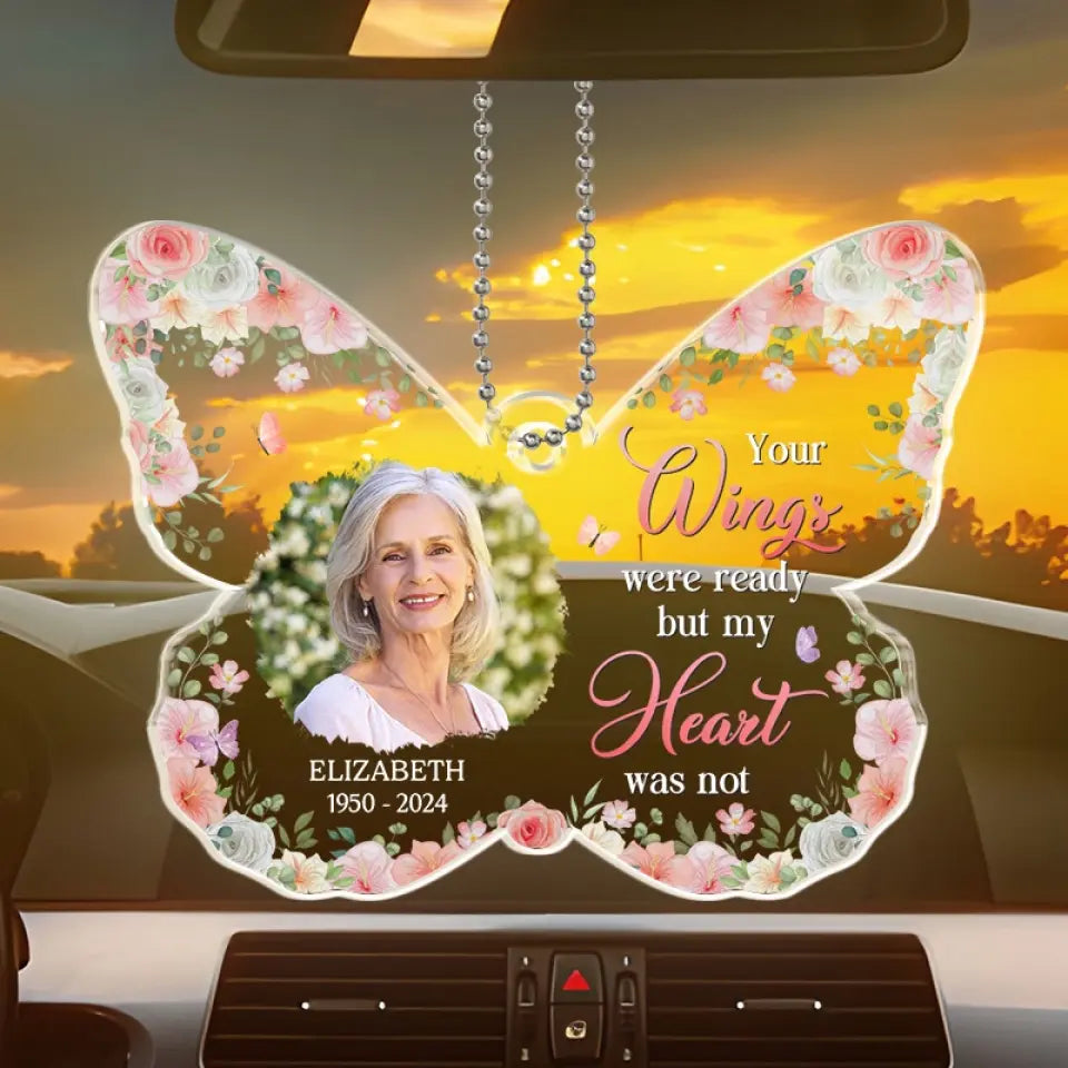 Photo personnalisée « Je marche à tes côtés » - Ornement de voiture personnalisé commémoratif - Forme personnalisée en acrylique - Cadeau de condoléances pour les membres de la famille