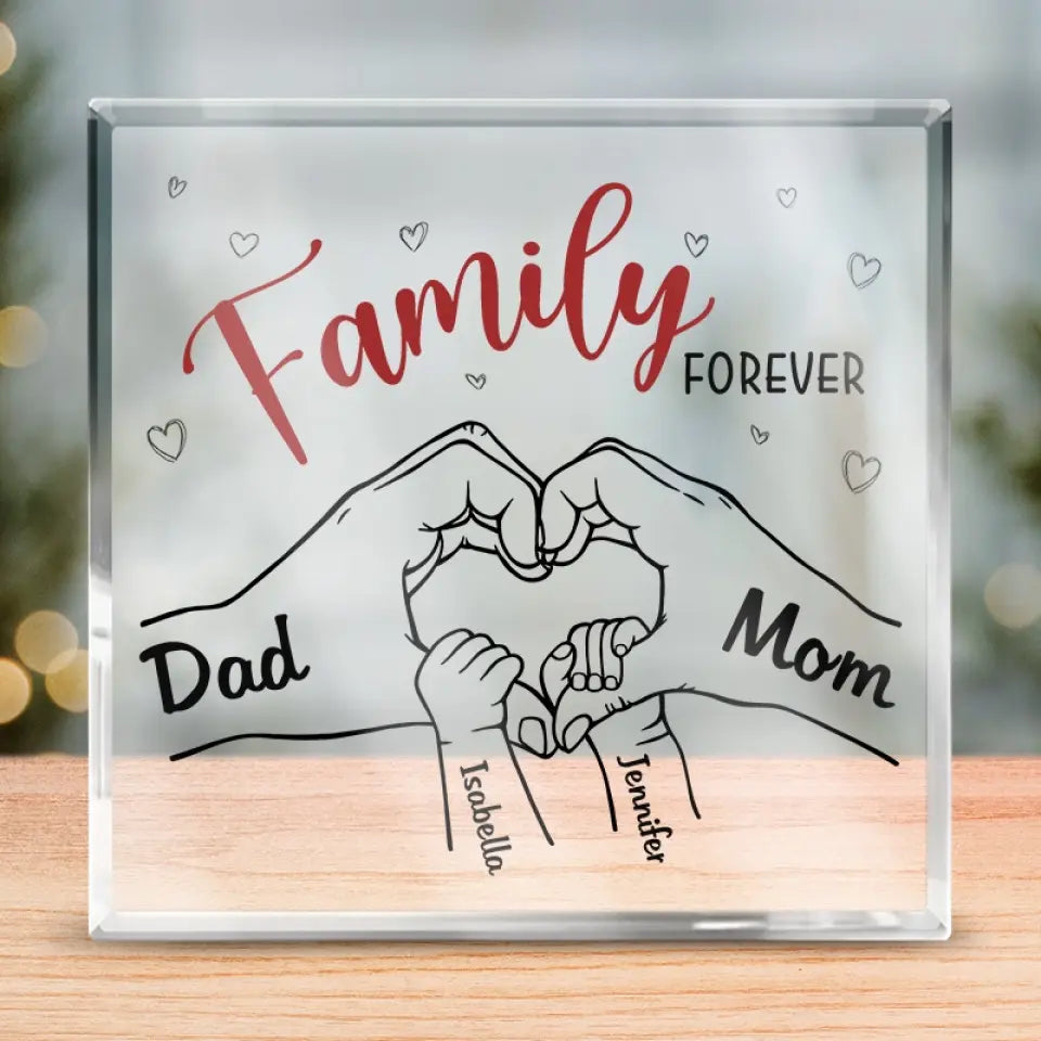 Nous sommes liés à jamais - Plaque acrylique carrée personnalisée pour la famille - Cadeau pour les membres de la famille