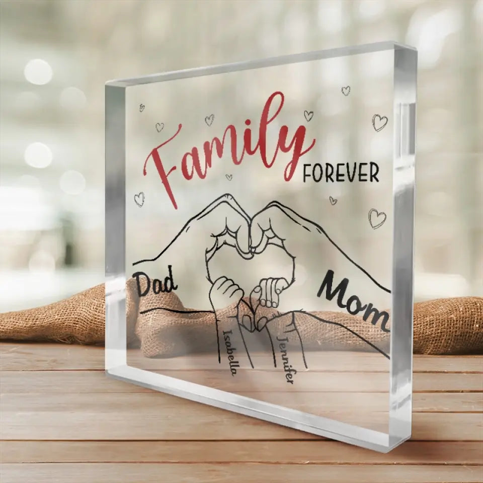 Nous sommes liés à jamais - Plaque acrylique carrée personnalisée pour la famille - Cadeau pour les membres de la famille