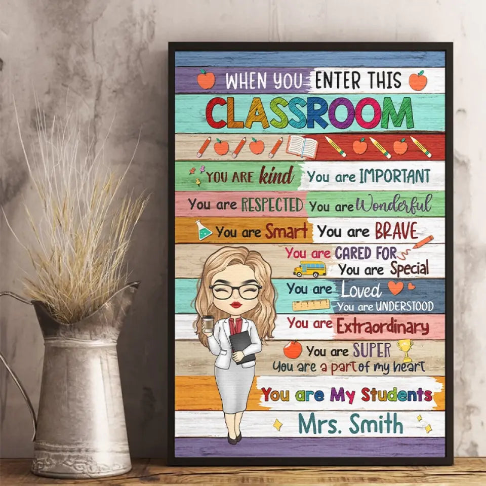 Vous êtes mes élèves - Affiche verticale personnalisée pour enseignant - Cadeau pour enseignant