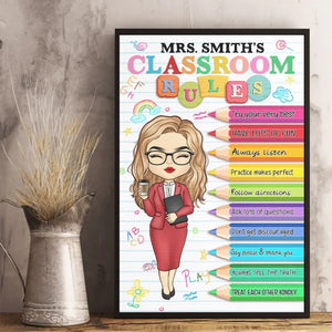Restez calme et suivez les règles - Affiche verticale personnalisée pour enseignant - Cadeau pour enseignant