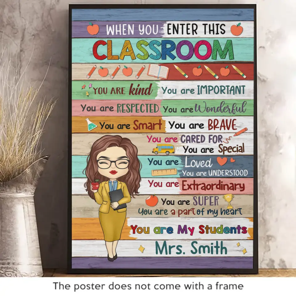 Vous êtes mes élèves - Affiche verticale personnalisée pour enseignant - Cadeau pour enseignant