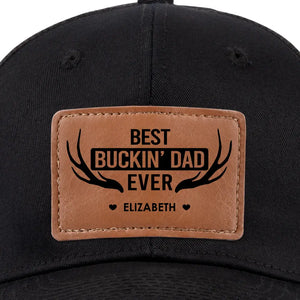 Meilleur papa Buckin' de tous les temps - Chapeau personnalisé en cuir avec patch - Cadeau pour papa, grand-père