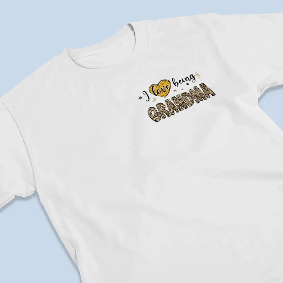 J'aime être grand-mère - T-shirt unisexe personnalisé imprimé recto verso - Cadeau pour maman et grand-mère