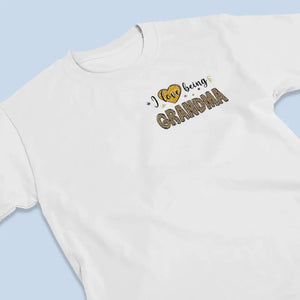 J'aime être grand-mère - T-shirt unisexe personnalisé imprimé recto verso - Cadeau pour maman et grand-mère