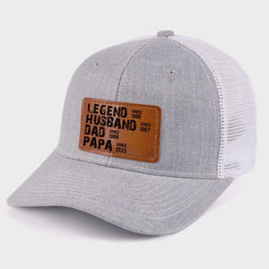 Mon père légendaire - Chapeau personnalisé en cuir avec patch - Cadeau pour papa et grand-père