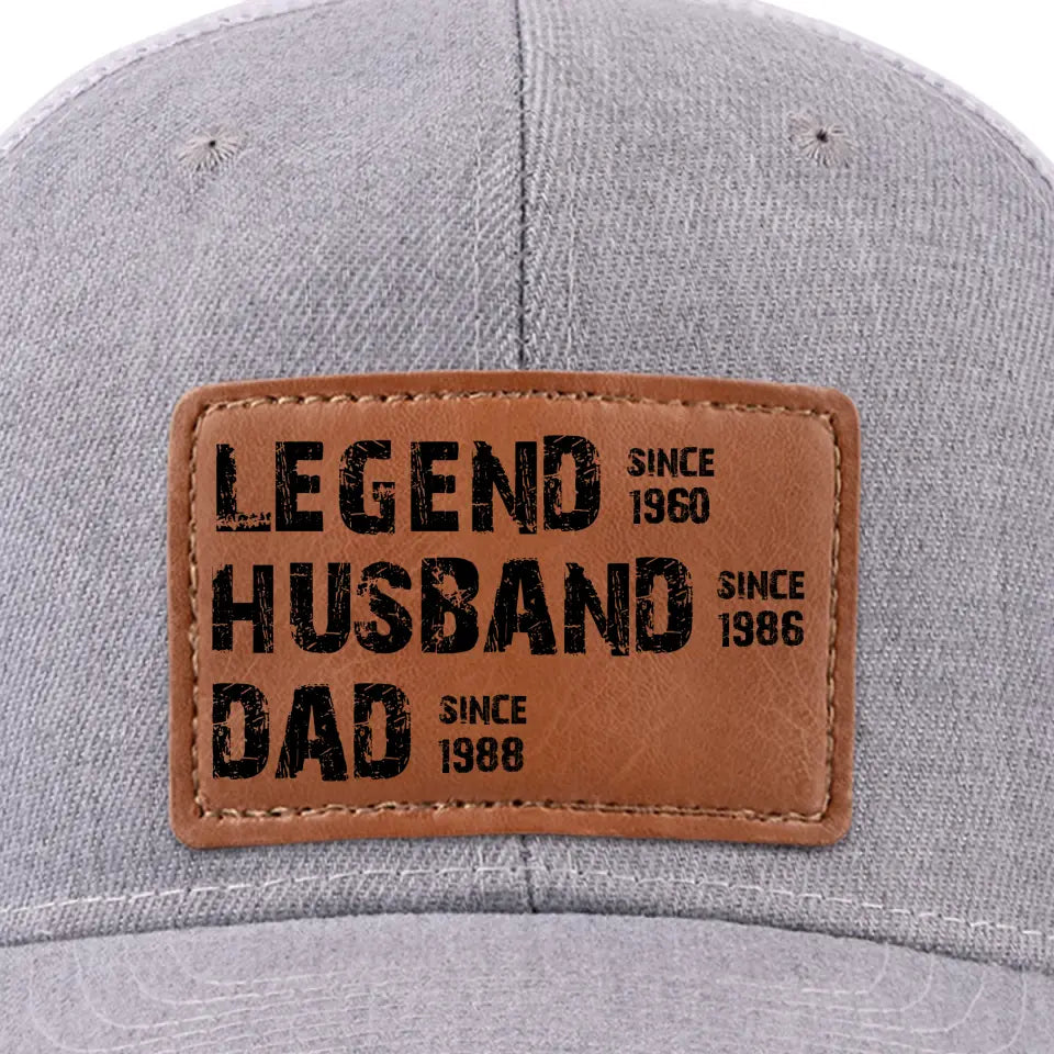 Mon père légendaire - Chapeau personnalisé en cuir avec patch - Cadeau pour papa et grand-père