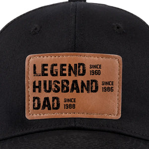 Mon père légendaire - Chapeau personnalisé en cuir avec patch - Cadeau pour papa et grand-père