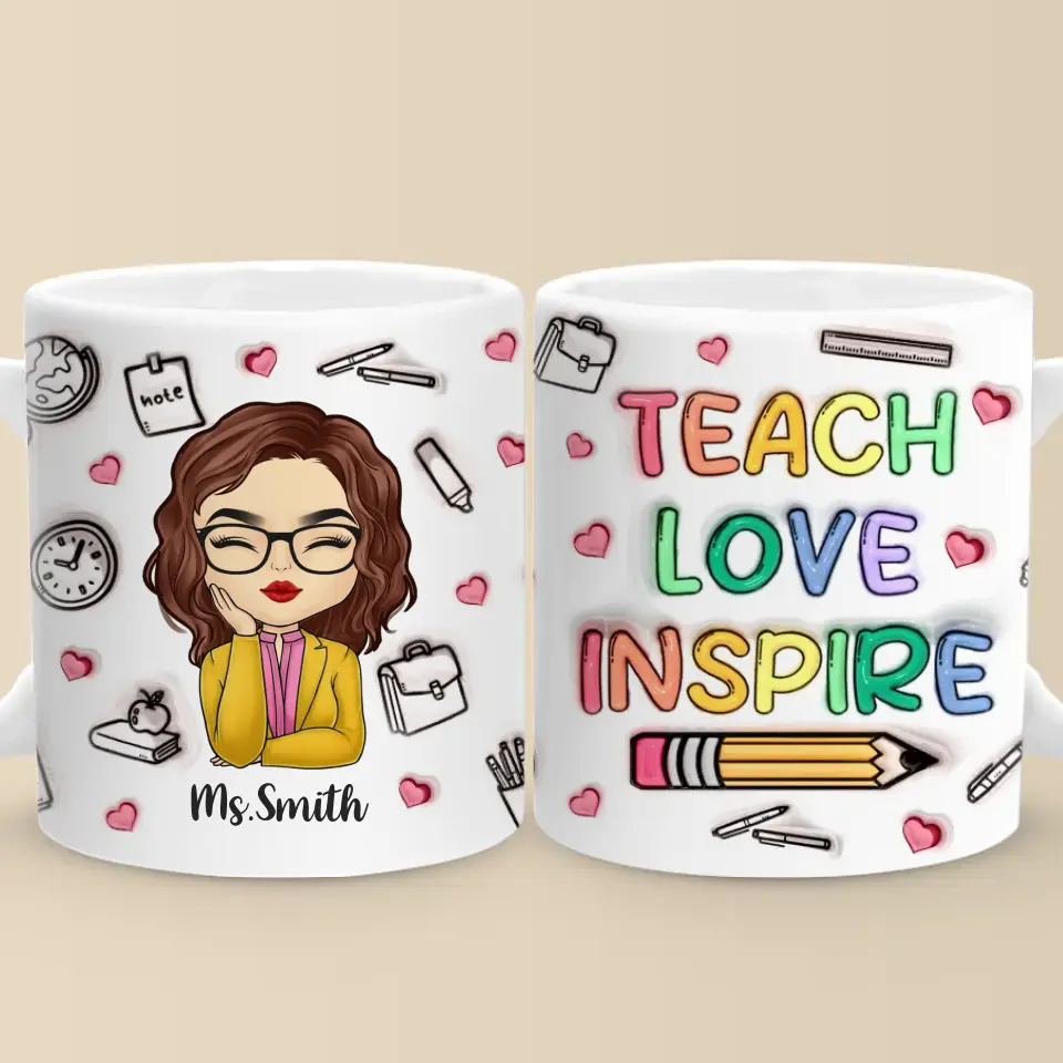 Façonner les esprits, inspirer l'avenir - Mug personnalisé 3D à effet gonflé pour enseignant - Cadeau pour enseignant