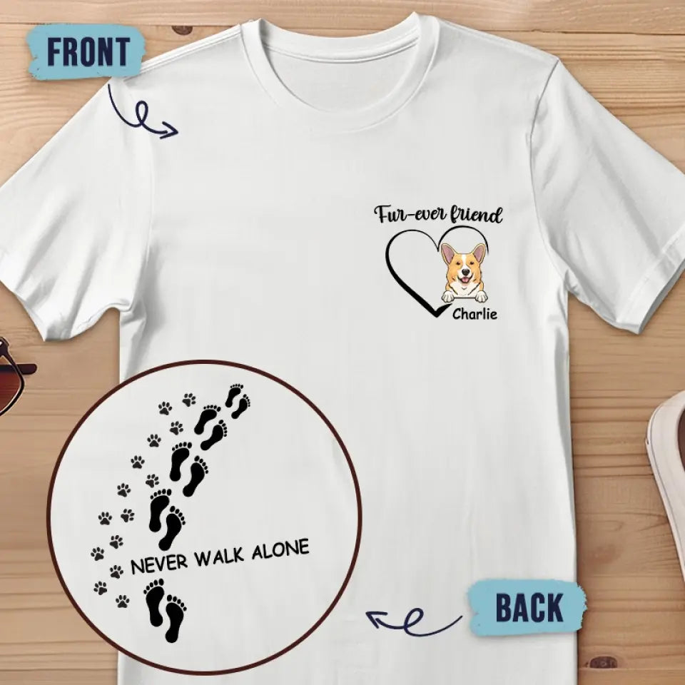 T-shirt unisexe personnalisé « Ami à fourrure » pour chien et chat, imprimé recto verso et recto verso - Cadeau pour propriétaires et amoureux des animaux