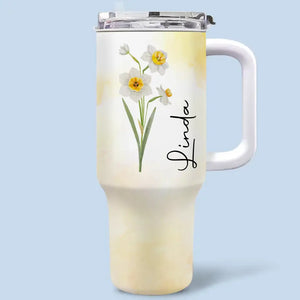 Vivez pleinement votre vie ! Gobelet personnalisé en acier inoxydable de 1 133 ml avec poignée. Cadeau idéal pour vos meilleures amies, vos meilleures amies et vos sœurs.
