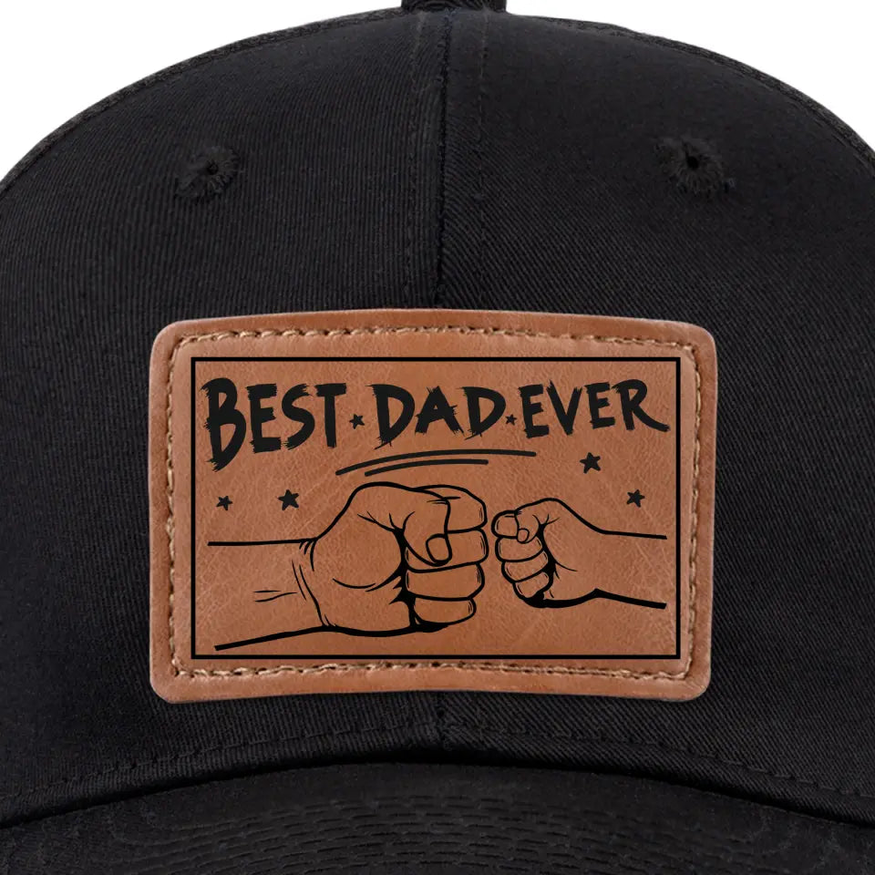 Toujours le meilleur dans mon cœur - Chapeau familial en cuir avec patch - Cadeau pour papa