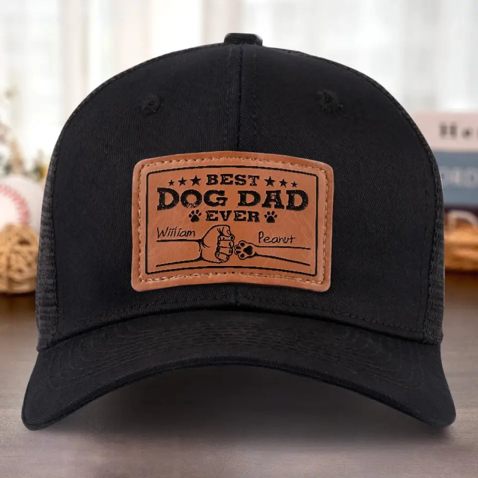 Je sais que nous avons des vibrations positives pour les pattes - Chapeau en cuir personnalisé pour chien - Cadeau pour les propriétaires d'animaux et les amoureux des animaux