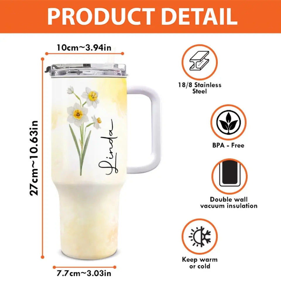 Vivez pleinement votre vie ! Gobelet personnalisé en acier inoxydable de 1 133 ml avec poignée. Cadeau idéal pour vos meilleures amies, vos meilleures amies et vos sœurs.