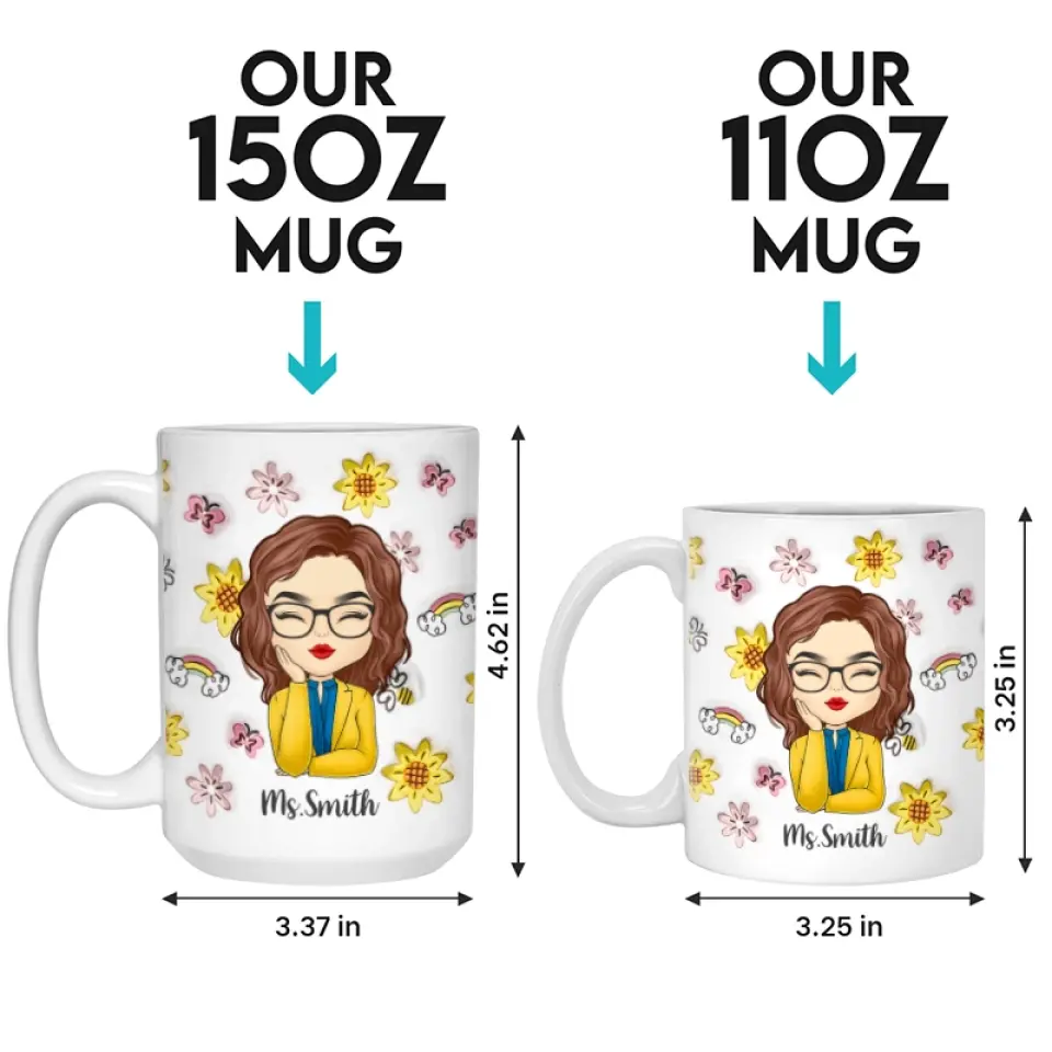Il faut un grand cœur pour façonner les petits esprits - Mug personnalisé 3D à effet gonflé pour enseignant - Cadeau pour enseignant