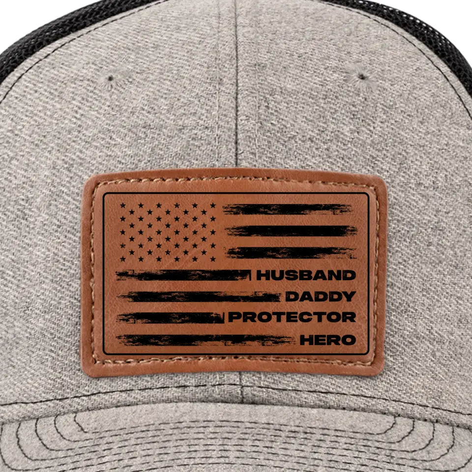 Mon père, mon héros, mon amour - Chapeau familial en cuir - Cadeau pour papa