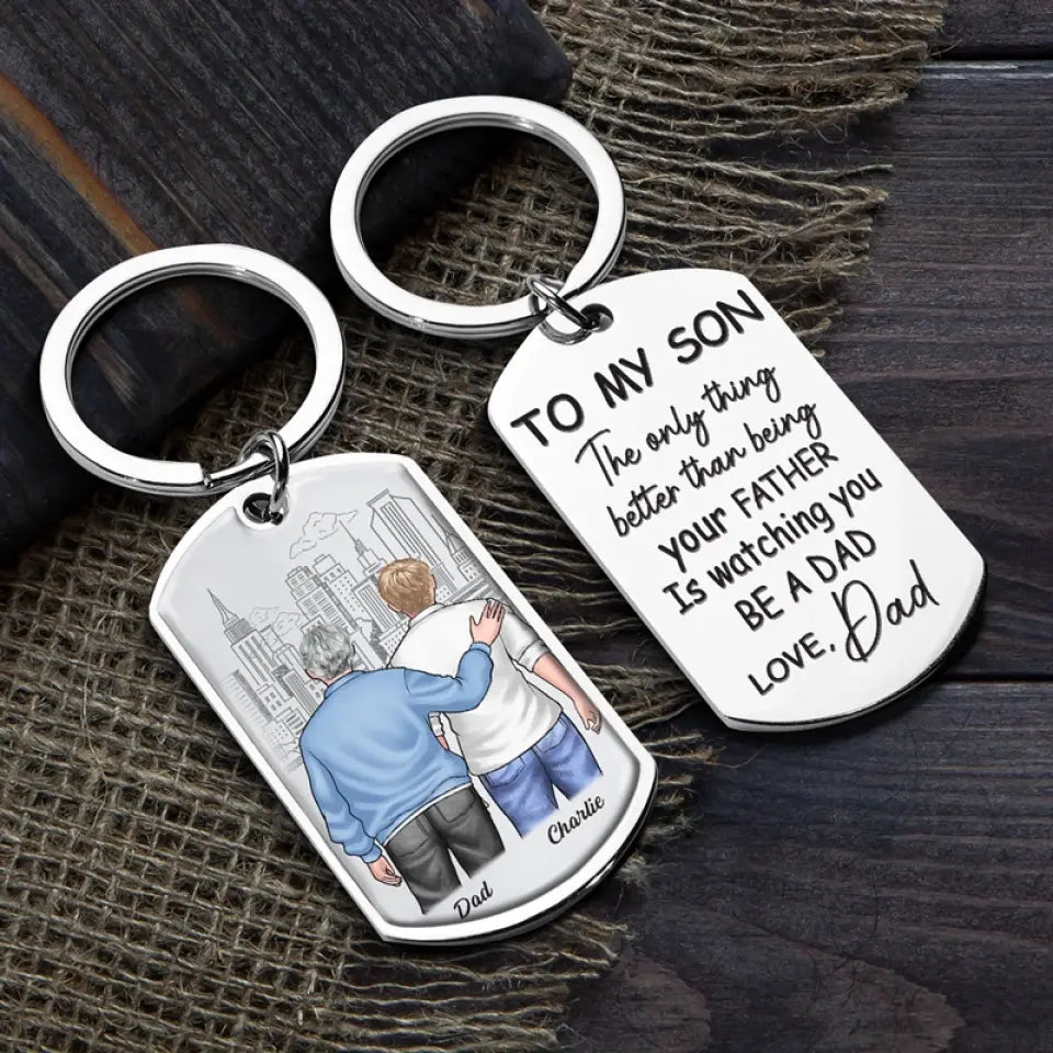 J'adore te voir devenir papa - Porte-clés personnalisé pour la famille - Cadeau pour fils, petit-fils