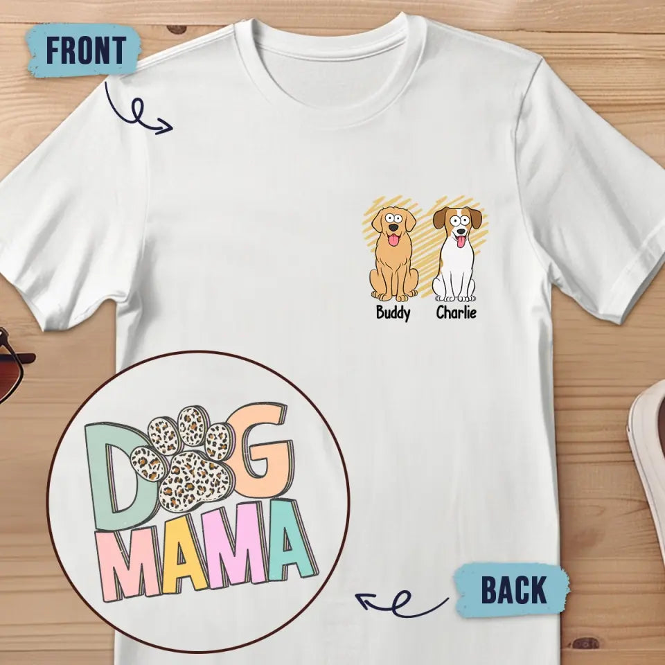 Meilleure maman de chien au monde - T-shirt unisexe personnalisé avec imprimé recto verso et recto verso - Cadeau pour propriétaires et amoureux des animaux