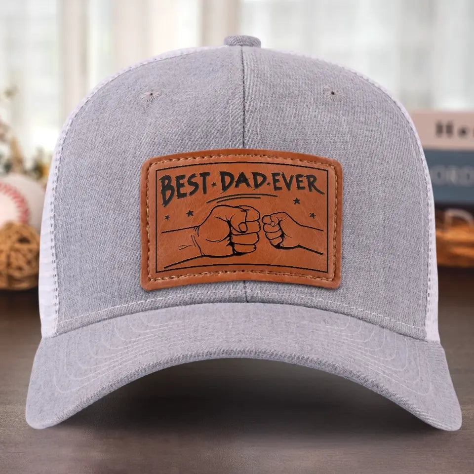 Toujours le meilleur dans mon cœur - Chapeau familial en cuir avec patch - Cadeau pour papa