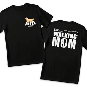 T-shirt unisexe personnalisé « The Walking Dad » avec imprimé chien, dos et devant – Cadeau pour les propriétaires et les amoureux des animaux