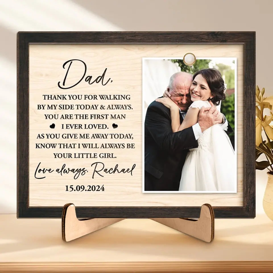 Photo personnalisée « Je serai toujours ta petite fille » - Plaque en bois personnalisée à 2 couches avec support - Cadeau pour papa