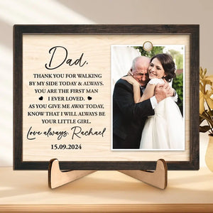 Photo personnalisée « Je serai toujours ta petite fille » - Plaque en bois personnalisée à 2 couches avec support - Cadeau pour papa