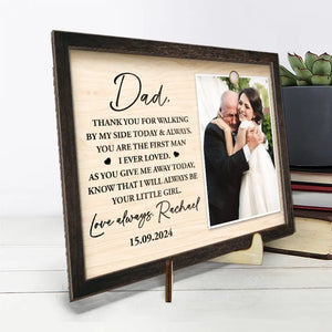 Photo personnalisée « Je serai toujours ta petite fille » - Plaque en bois personnalisée à 2 couches avec support - Cadeau pour papa