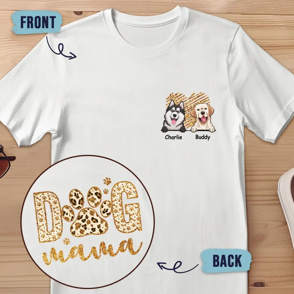 Je t'aime pour toujours, maman chien - T-shirt unisexe personnalisé imprimé recto verso - Cadeau pour propriétaires et amoureux des animaux