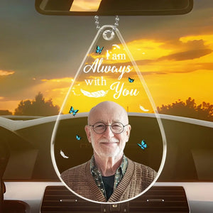 Photo personnalisée « Dans nos cœurs, tu restes » – Ornement de voiture personnalisé commémoratif – Forme personnalisée en acrylique – Cadeau de condoléances pour les membres de la famille