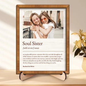 Plaque en bois personnalisée à 2 couches avec support pour meilleure amie, meilleure amie, sœur, photo personnalisée