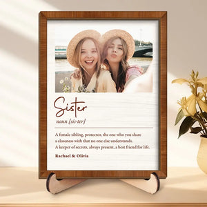 Photo personnalisée « Gardien de secrets » - Plaque en bois personnalisée à 2 couches avec support - Cadeau pour meilleures amies, meilleures amies, sœurs