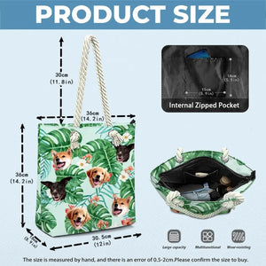 Sac de plage personnalisé avec photo « Les vagues de l'océan vous appellent » pour chien et chat – Cadeau de vacances d'été pour propriétaires et amoureux des animaux