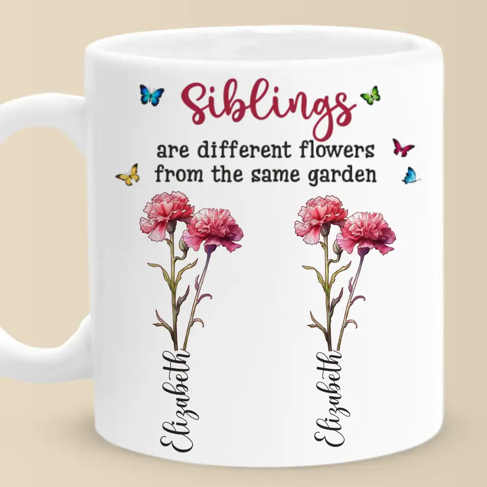 Différentes fleurs du même jardin - Mug personnalisé pour la famille - Cadeau pour les membres de la famille, les frères et sœurs