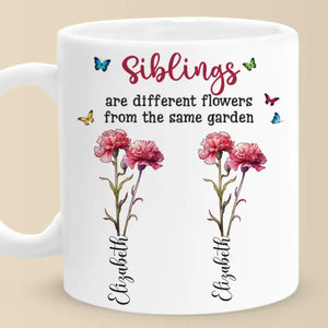 Différentes fleurs du même jardin - Mug personnalisé pour la famille - Cadeau pour les membres de la famille, les frères et sœurs