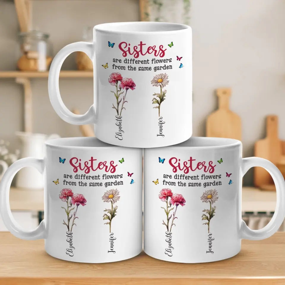 Différentes fleurs du même jardin - Mug personnalisé pour la famille - Cadeau pour les membres de la famille, les frères et sœurs