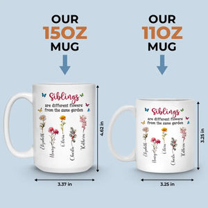 Différentes fleurs du même jardin - Mug personnalisé pour la famille - Cadeau pour les membres de la famille, les frères et sœurs