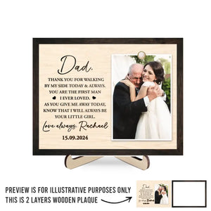 Photo personnalisée « Je serai toujours ta petite fille » - Plaque en bois personnalisée à 2 couches avec support - Cadeau pour papa