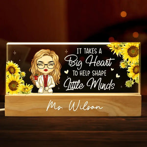 L'enseignant nourrit l'âme de l'enfant - Veilleuse LED 3D personnalisée en acrylique avec lettres - Cadeau pour enseignant