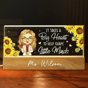 L'enseignant nourrit l'âme de l'enfant - Veilleuse LED 3D personnalisée en acrylique avec lettres - Cadeau pour enseignant