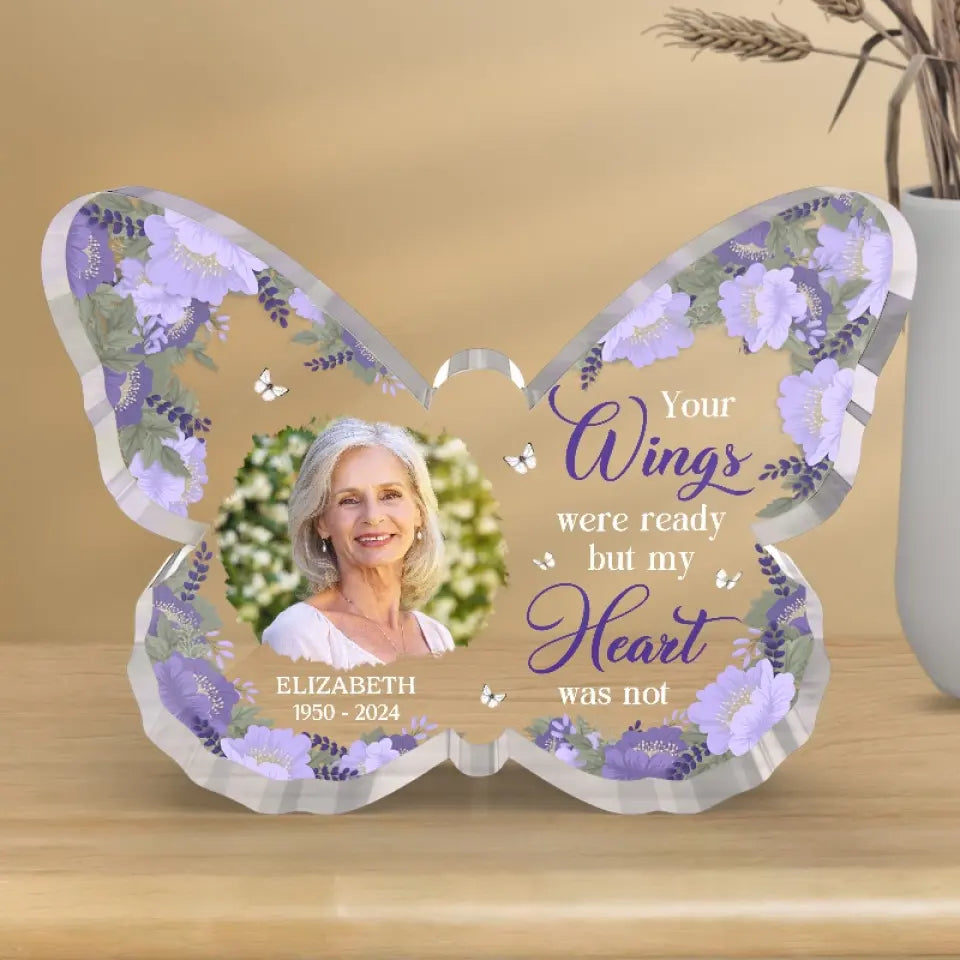 Photo personnalisée « Une fois à nos côtés, pour toujours dans nos cœurs » – Plaque commémorative personnalisée en acrylique de forme personnalisée – Cadeau de condoléances pour les membres de la famille