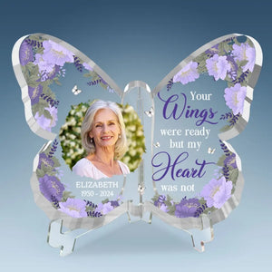 Photo personnalisée « Une fois à nos côtés, pour toujours dans nos cœurs » – Plaque commémorative personnalisée en acrylique de forme personnalisée – Cadeau de condoléances pour les membres de la famille