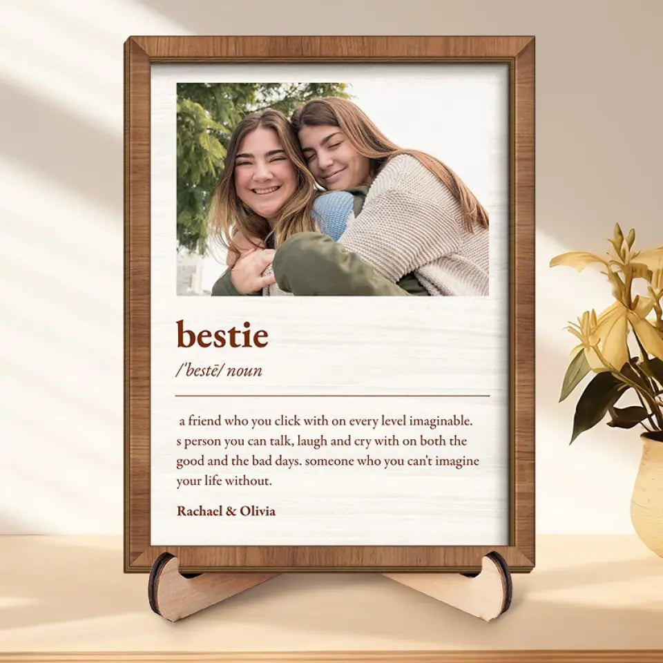 Photo personnalisée « Nous traversons des hauts et des bas ensemble » - Plaque en bois personnalisée à 2 couches avec support pour meilleure amie - Cadeau pour meilleures amies, meilleures amies, sœurs