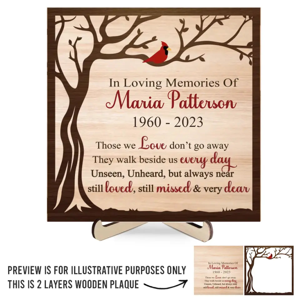 Tu es toujours proche, même loin. - Plaque commémorative personnalisée en bois à deux couches avec support - Cadeau de condoléances pour les proches