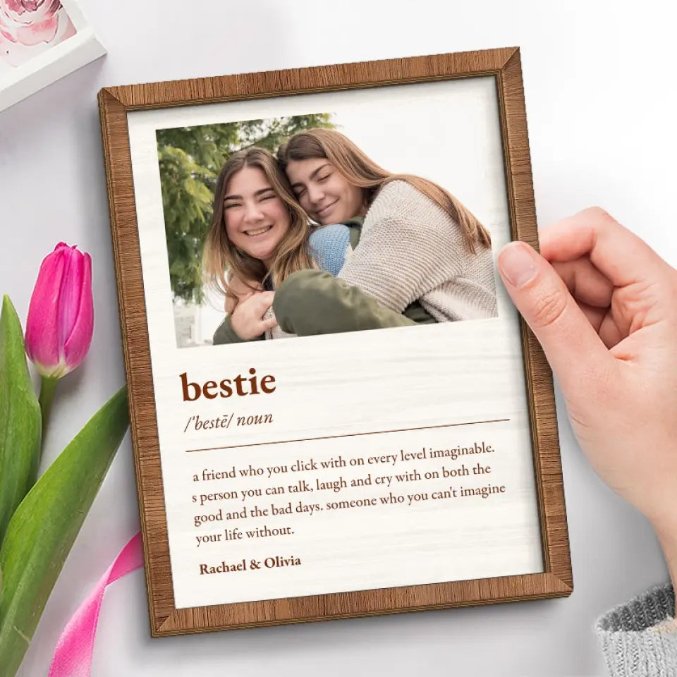 Photo personnalisée « Nous traversons des hauts et des bas ensemble » - Plaque en bois personnalisée à 2 couches avec support pour meilleure amie - Cadeau pour meilleures amies, meilleures amies, sœurs