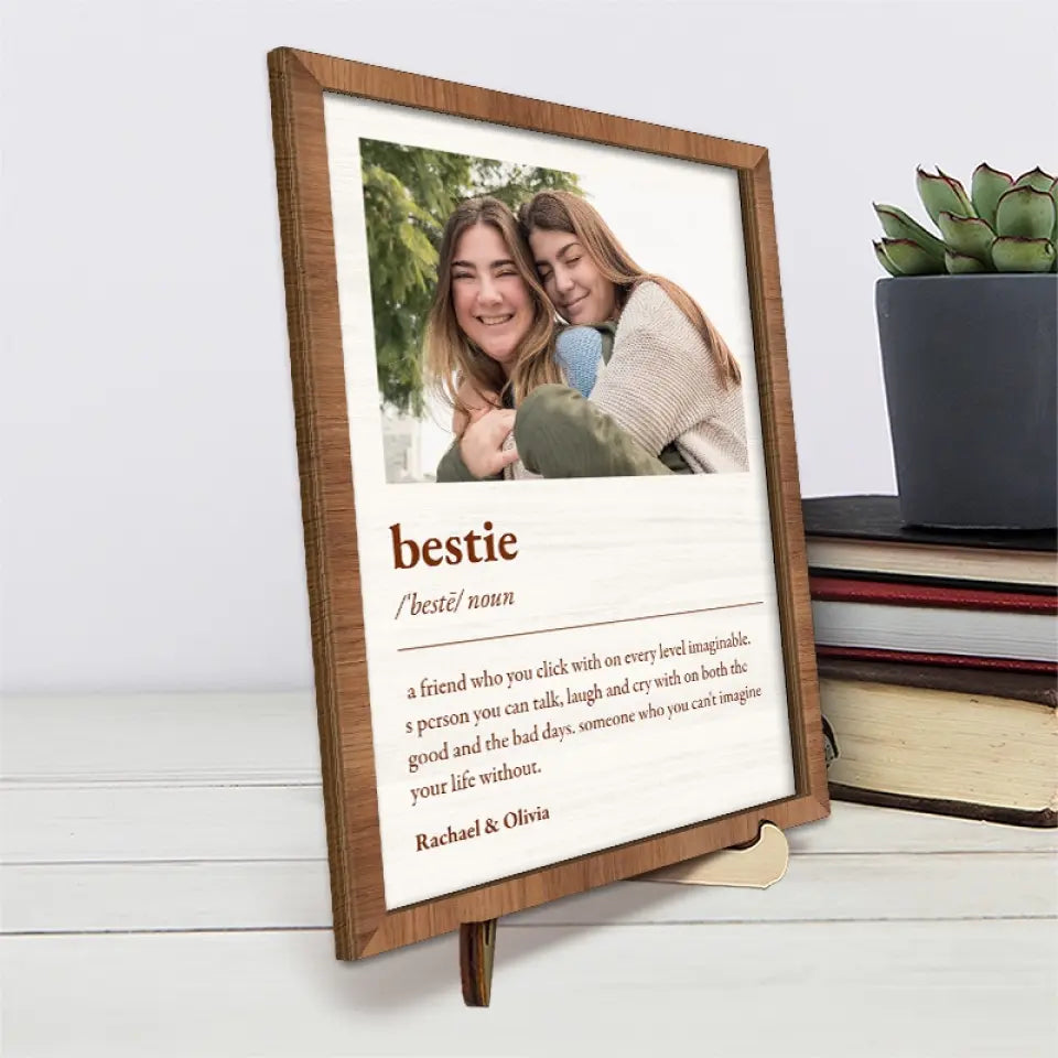 Photo personnalisée « Nous traversons des hauts et des bas ensemble » - Plaque en bois personnalisée à 2 couches avec support pour meilleure amie - Cadeau pour meilleures amies, meilleures amies, sœurs