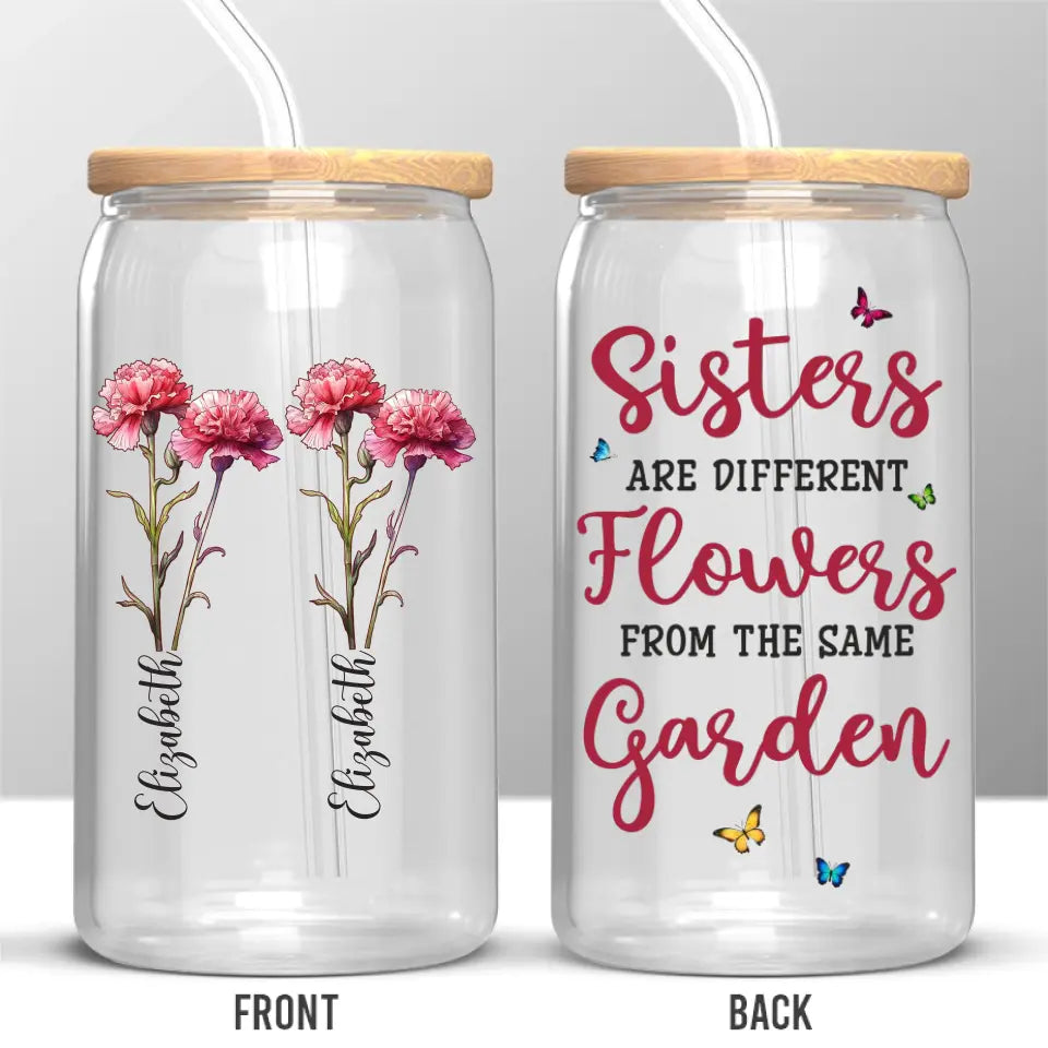 Si les sœurs étaient des fleurs, je te choisirais - Tasse en verre personnalisée Bestie, tasse à café glacé - Cadeau pour meilleures amies, BFF, sœurs