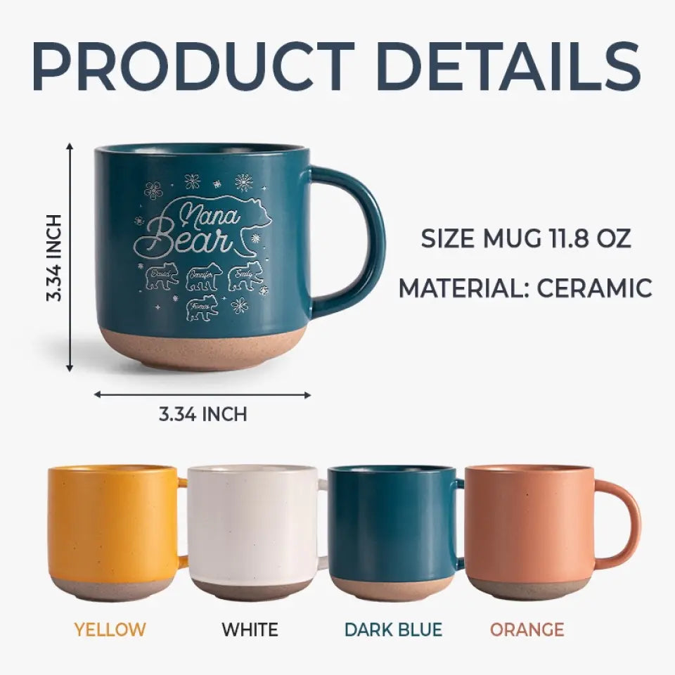 Maman Ourse - Mug personnalisé en céramique pour famille - Cadeau pour maman et grand-mère