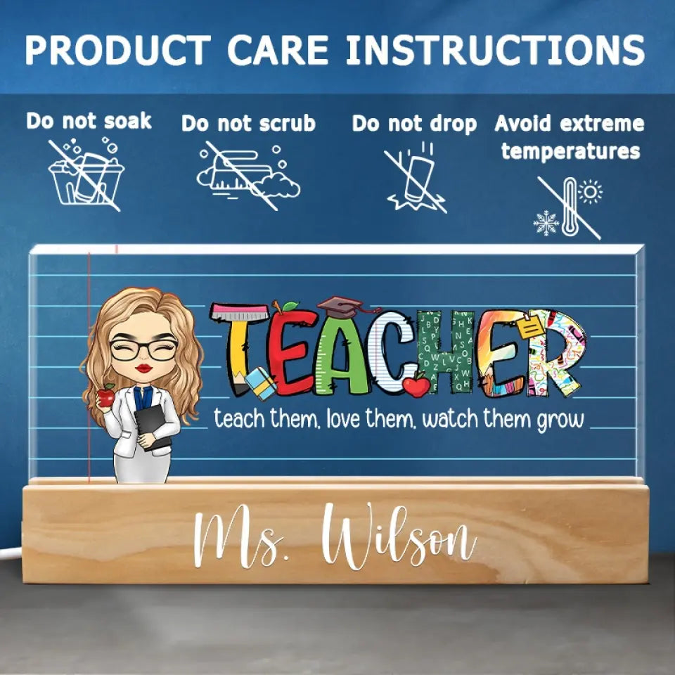 Le rôle d'un enseignant est d'éveiller les possibilités des autres - Veilleuse LED 3D en acrylique personnalisée pour enseignant - Cadeau pour enseignant